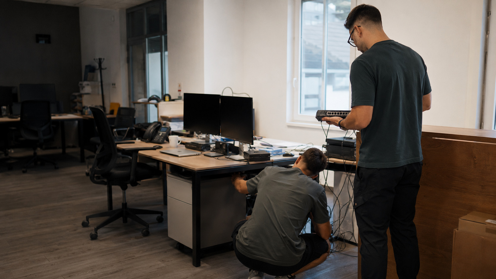 Technicien informatique NEOQIT intervenant dans un bureau professionnel à Lyon